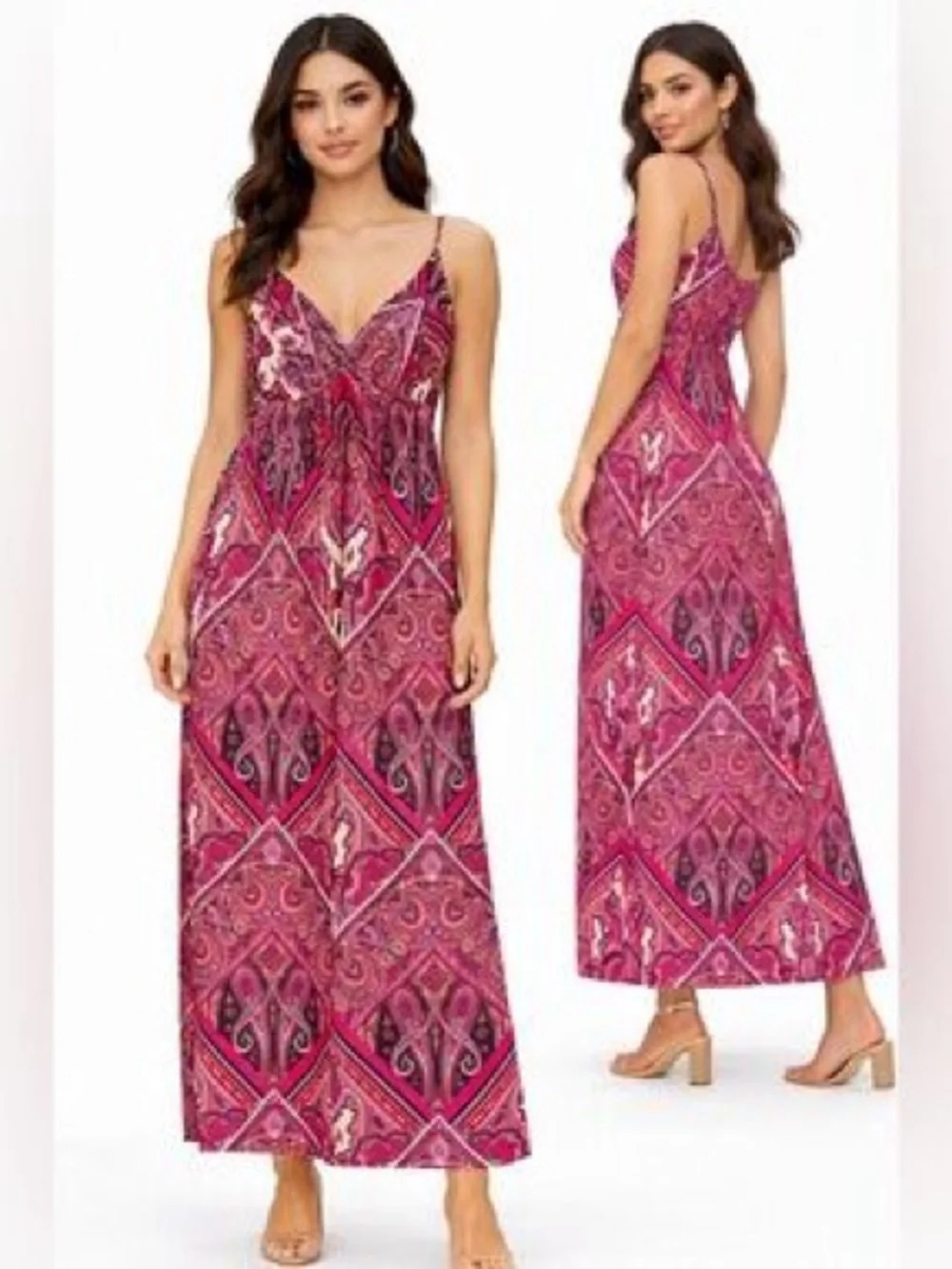 WET SEAL Pink Paisley Boho Fairy Maxi Dress